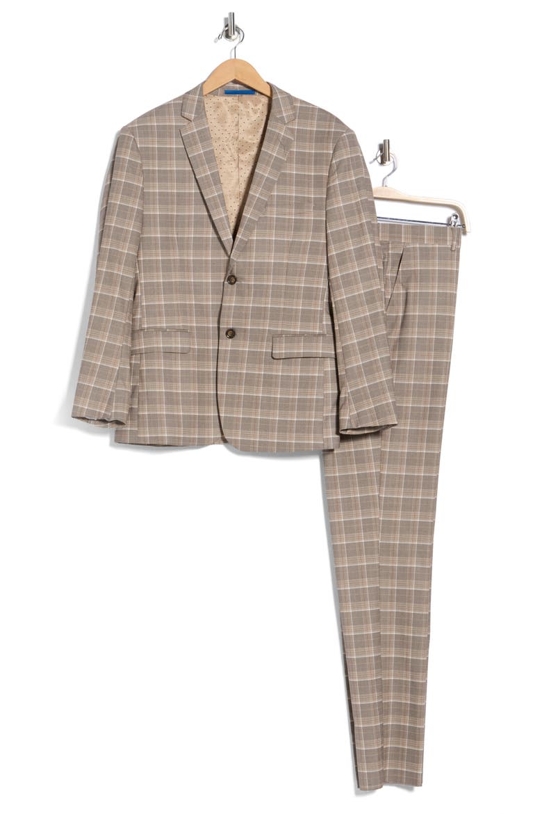 Slim Fit Plaid Stretch Two-Piece Suit, Alternate, color, LIGHT BROWN