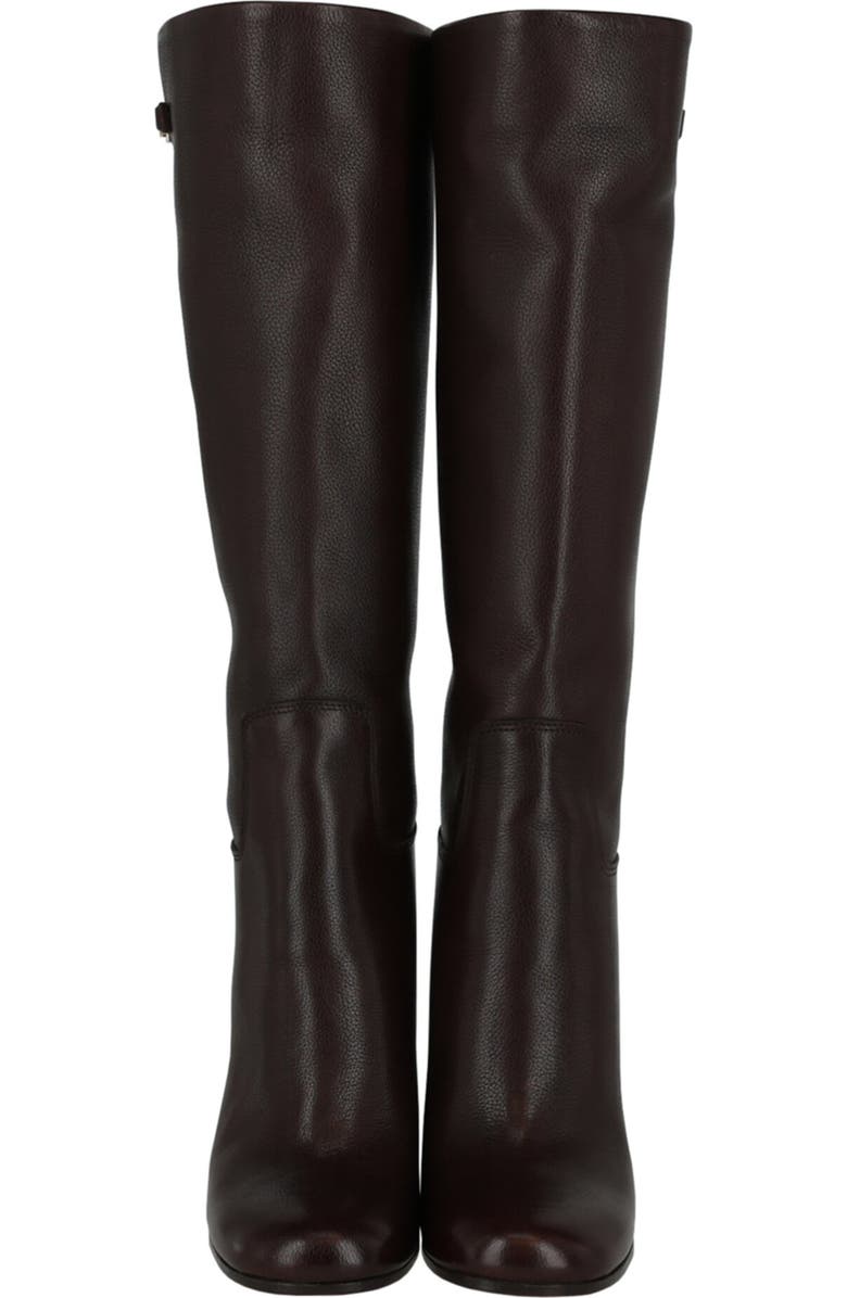 FERRAGAMO Ovidio Knee High Leather Boot, Alternate, color, Dark Brown