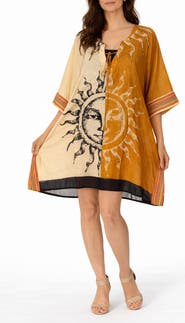 RANEES Celestial Graphic Cotton Poncho