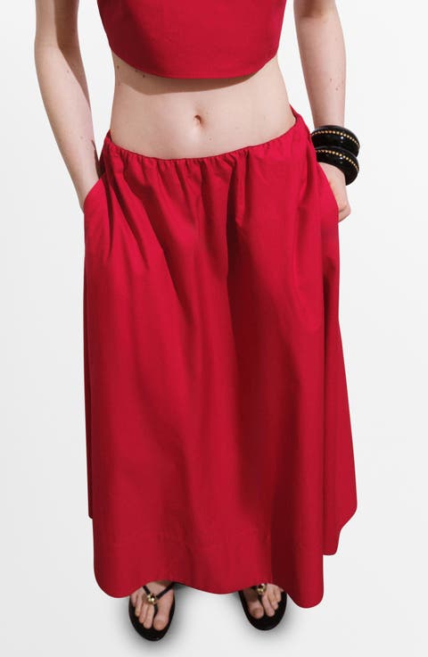 Flared Cotton Midi Skirt