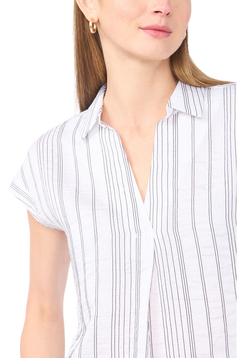 Relaxed Fit Stripe Cap Sleeve Top, Alternate, color, ULTRA WHITE