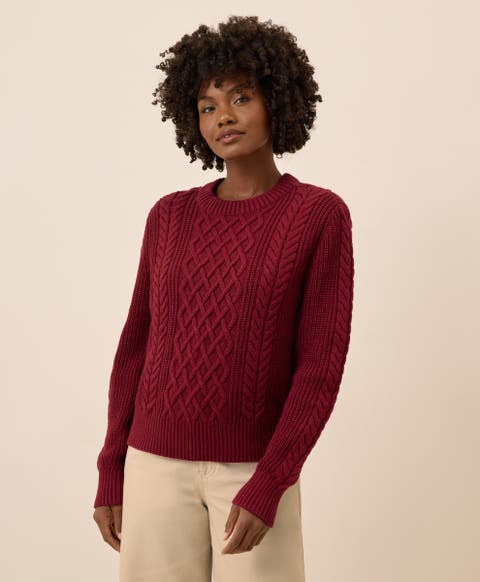Organic Cotton Cable Knit Crew Sweater
