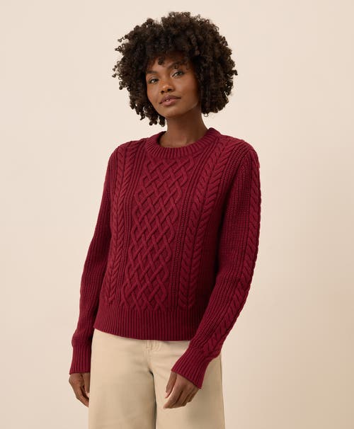 Pact Organic Cotton Cable Knit Crew Sweater In Red