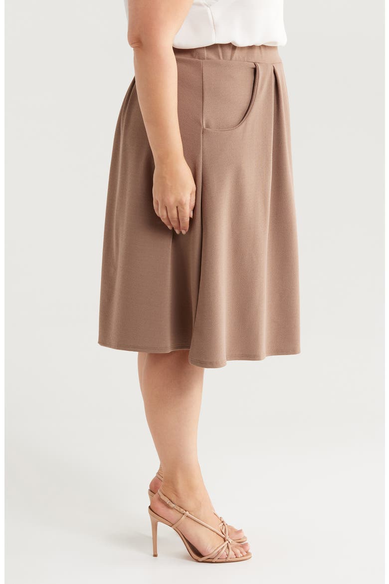 Pleated Elastic Waist Skirt, Alternate, color, TAUPE
