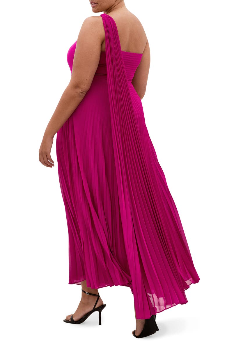 Eloura One-Shoulder Pleated Maxi Dress, Alternate, color, FRAMBOISE