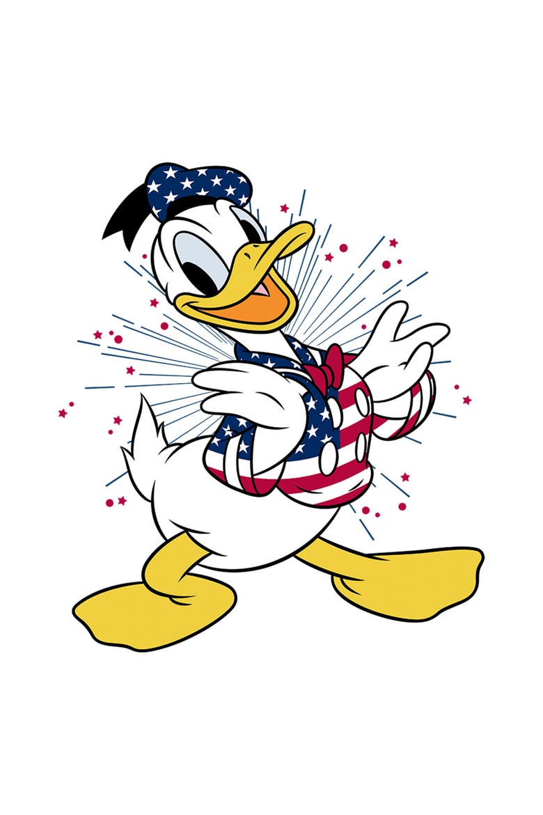 Men's Mickey & Friends Patriotic Donald Duck  Graphic T-Shirt, Alternate, color, White/Red