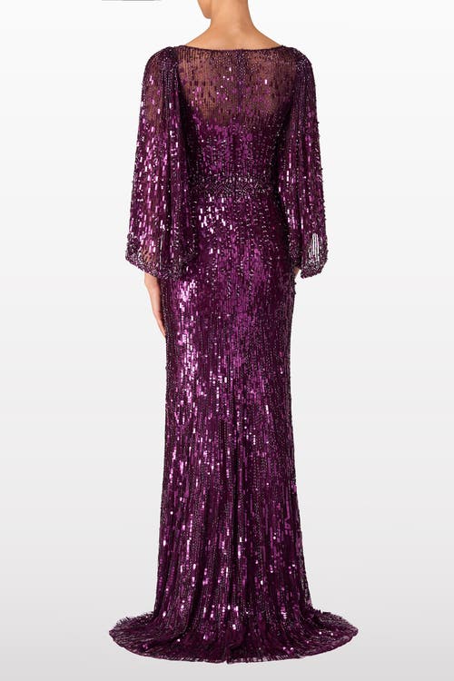 Jenny Packham Ines Sequin-embellished Maxi Dress In Purple
