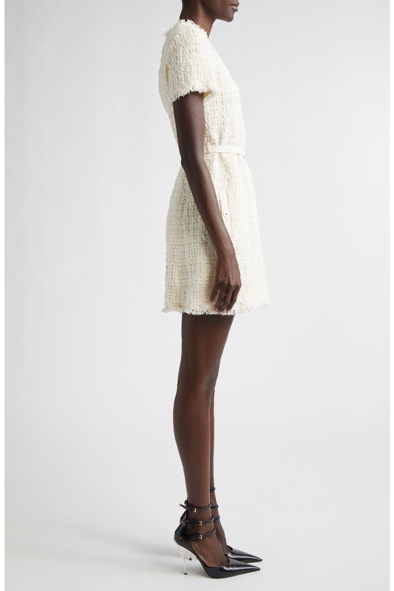 Medusa '95 Belted Metallic Tweed A-Line Dress, Alternate, color, WHITE