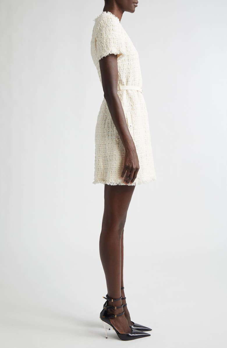 Versace Medusa '95 Belted Metallic Tweed A-Line Dress, Alternate, color, White