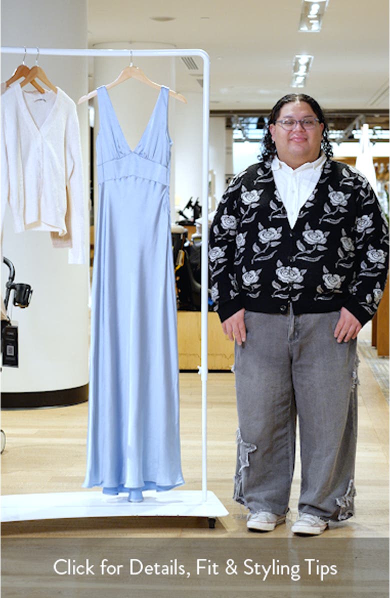 Birdette Deep V-Neck Satin Gown, sales video thumbnail