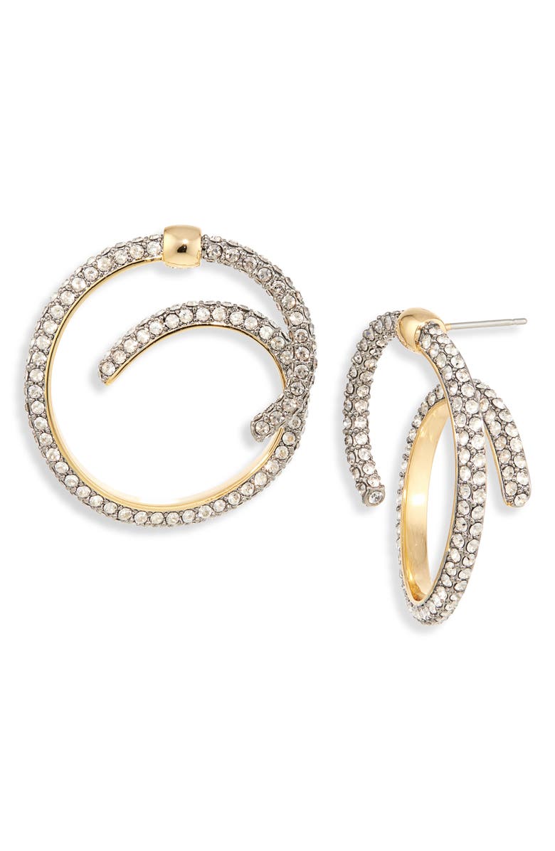 DEMARSON Maia Crystal Pavé Earrings, Main, color, Silver/Gold