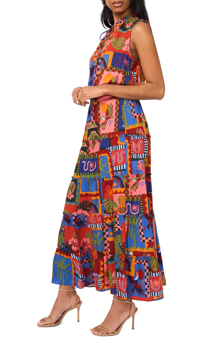 Halogen<sup>®</sup> Tie Keyhole Sleeveless Tiered Maxi Dress, Alternate, color, Cinnabar