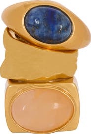Balmain Set of brass and stone rings