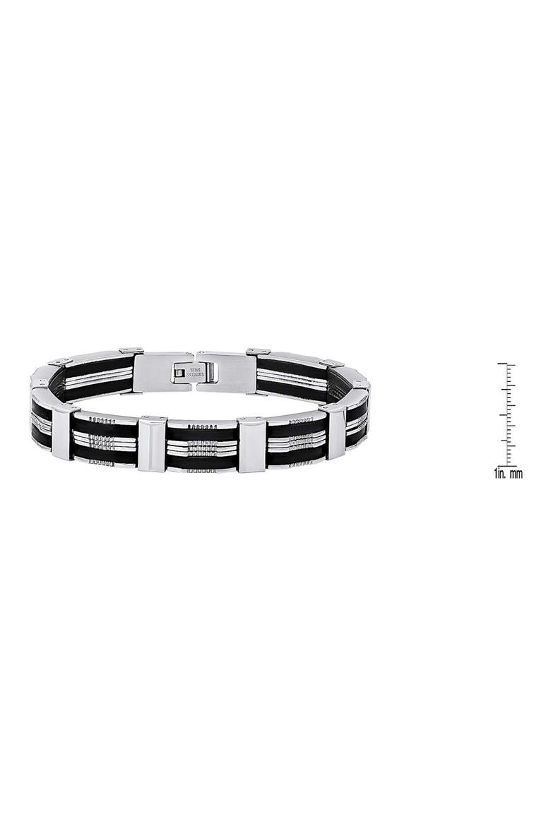 Stainless Steel & Rubber Bracelet, Alternate, color, BLACK