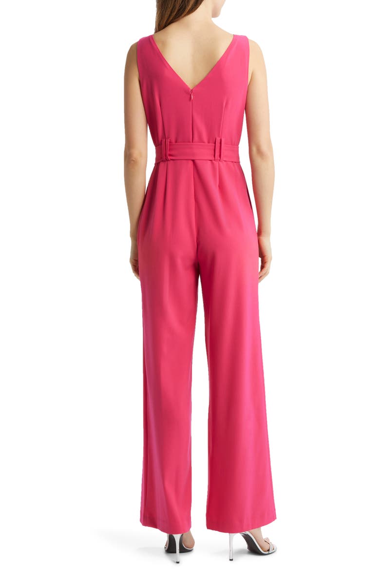 Tie Waist Crepe Jumpsuit, Alternate, color, RASPBERRY