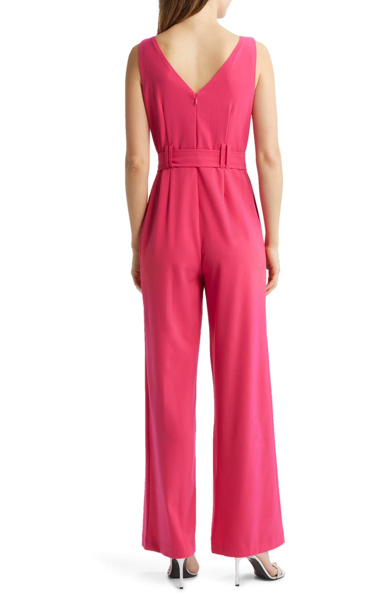 Tahari ASL Tie Waist Crepe Jumpsuit, Alternate, color, 