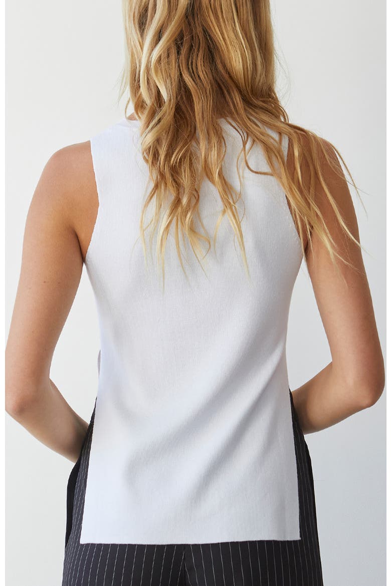 Side Slit Sleeveless Knit Top, Alternate, color, White
