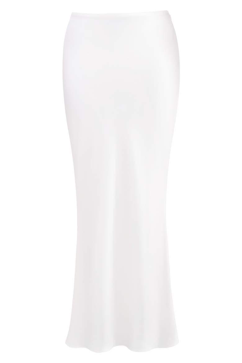 Sydel Bias Cut Satin Maxi Skirt, Alternate, color, WHITE
