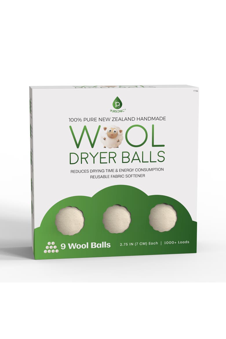 100% Pure New Zealand Wool Dryer Balls, Main, color, White