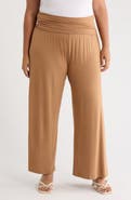 Renee C Foldover Jersey Wide Leg Pants
