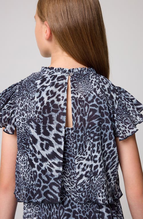 Smallsaints By Allsaints Kids' Leopard Print Plissé Tiered Dress In Black