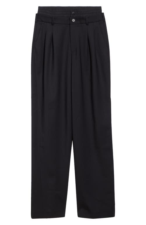 Monse Layered Waist Stretch Wool Pants In Black
