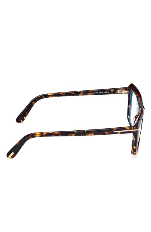 Tom Ford 56mm Square Blue Light Blocking Glasses In Caramel Brown Havana Rose Gold