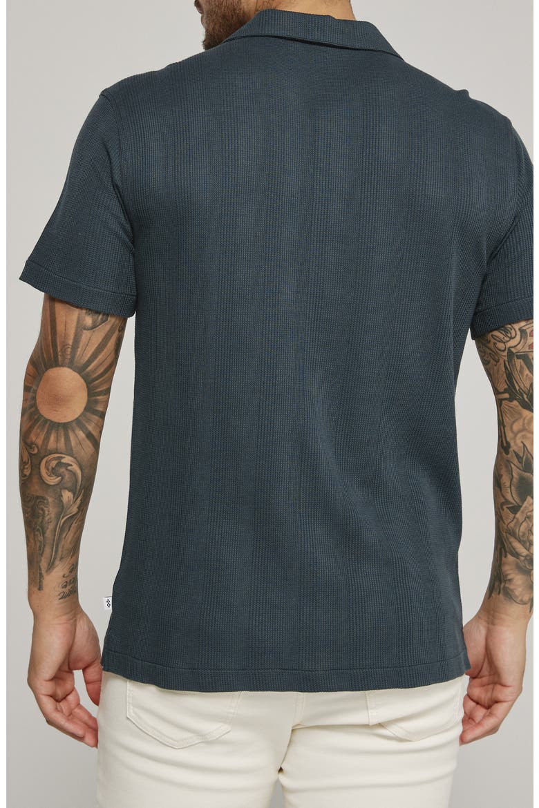 Burke Ribbed Knit Camp Shirt, Alternate, color, PETROL NAVY