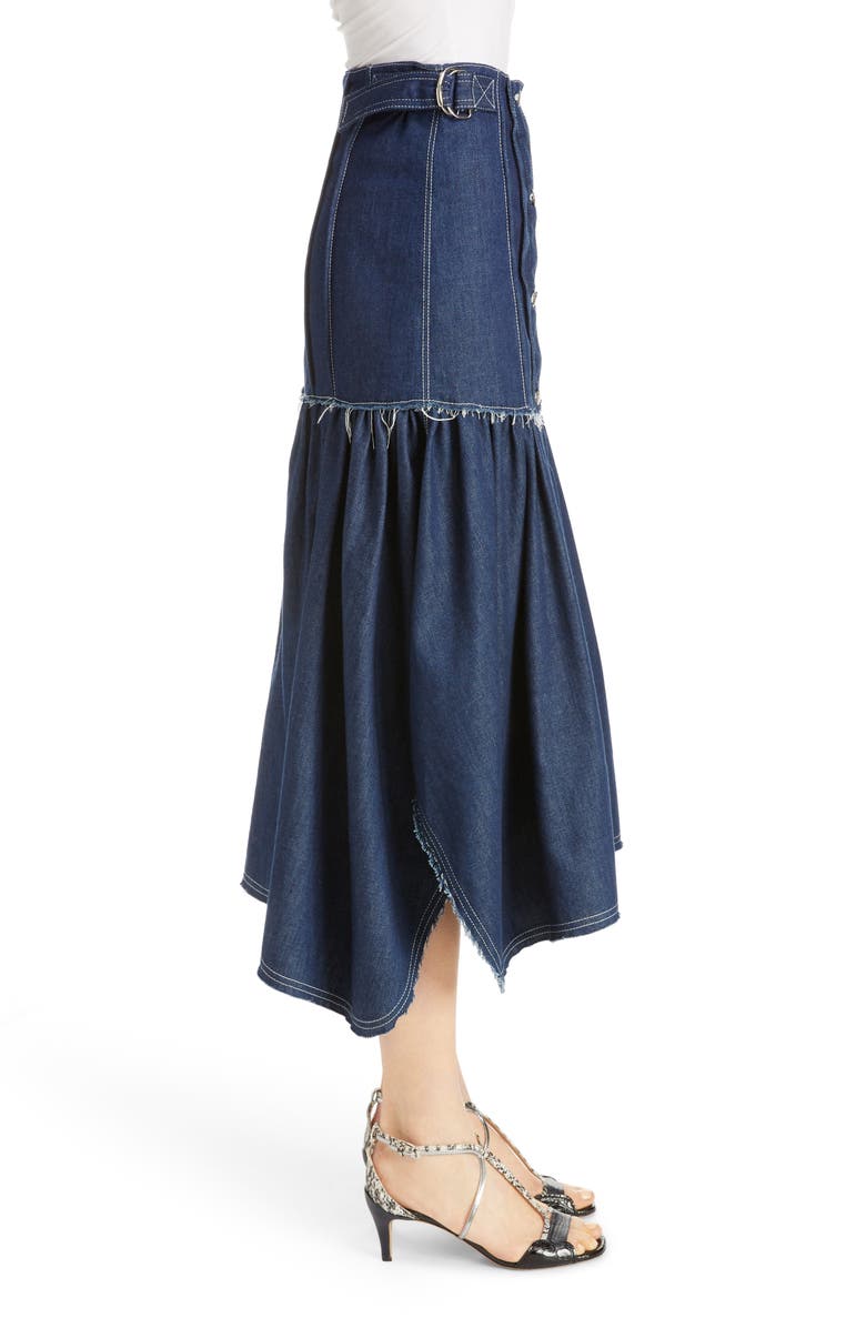 Chloé Pintuck Denim Midi Skirt, Alternate, color, 