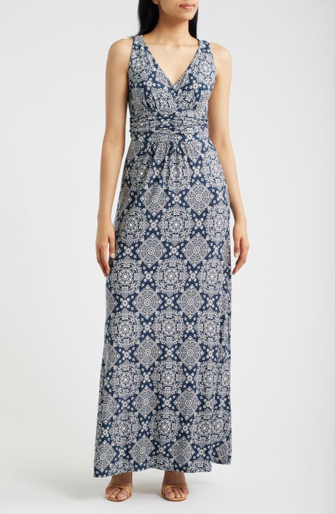 Ruched Empire Waist Maxi Dress