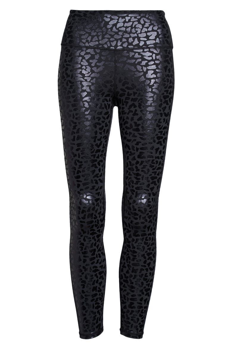 Chi Chi Foil Animal Print High Waist Leggings, Alternate, color, BLACK SHINE