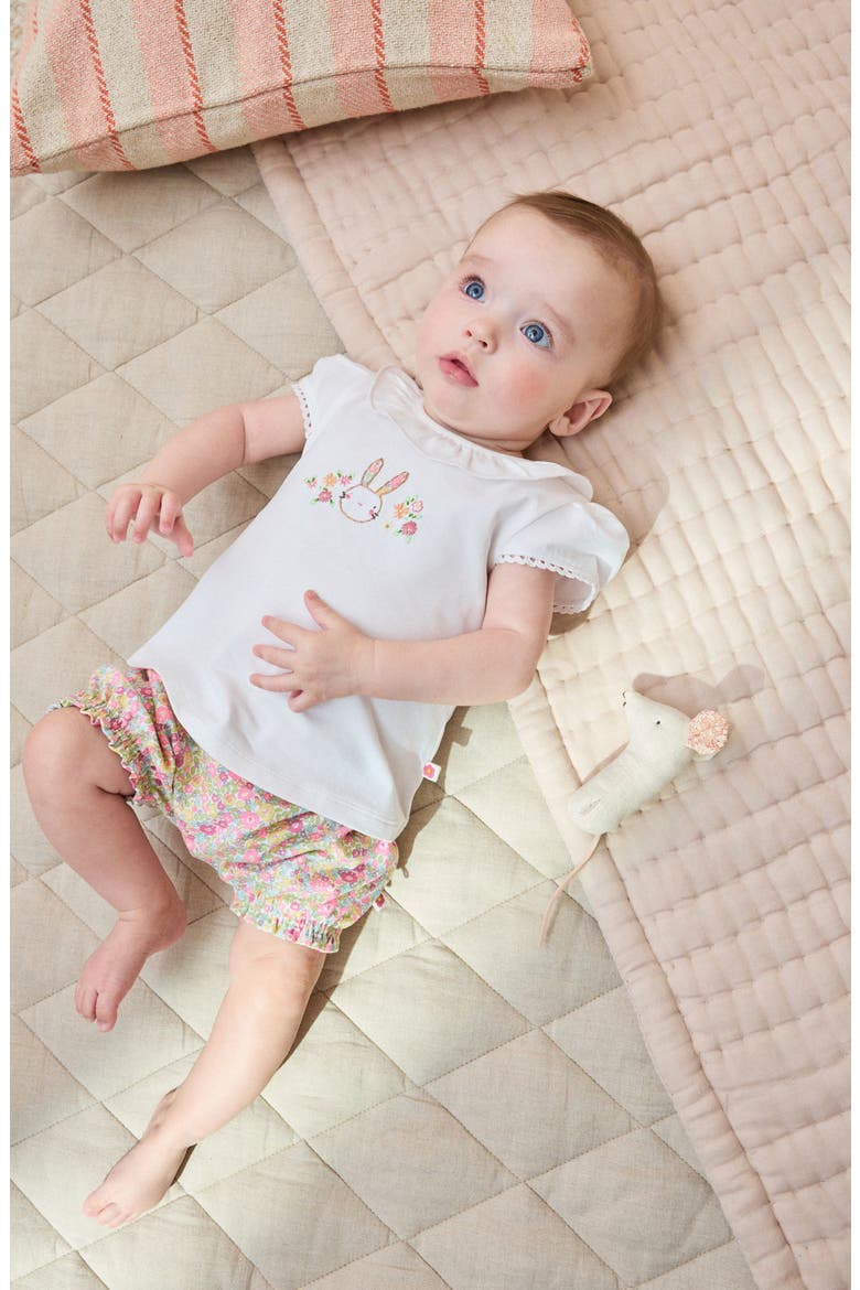 Bunny Graphic T-Shirt & Floral Pants Set, Alternate, color, PINK/WHITE