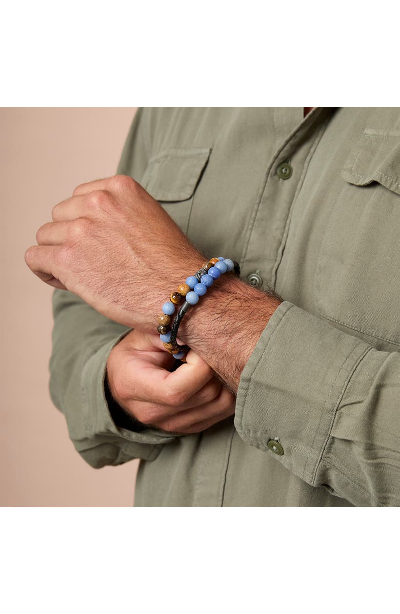 Lucky Brand Stretch Bead & Magnetic Cord, 2 Piece Bracelet Set, Alternate, color, Black, Brown, Blue