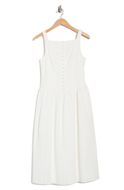 Embroidered Eyelet Button Front Cotton Midi Dress