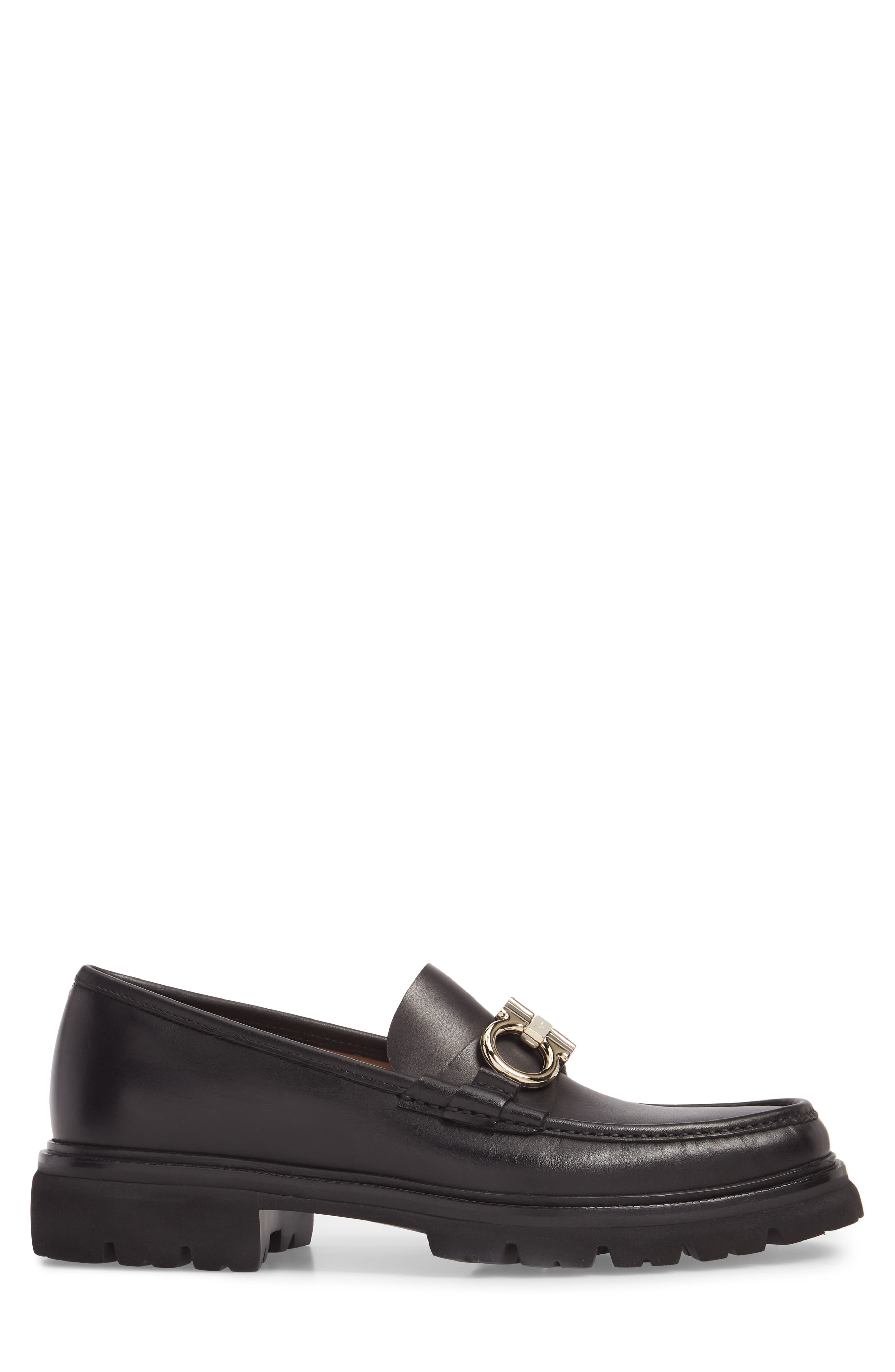 FERRAGAMO Bleecker Reversible Bit Lugged Loafer, Alternate, color, Nero Leather