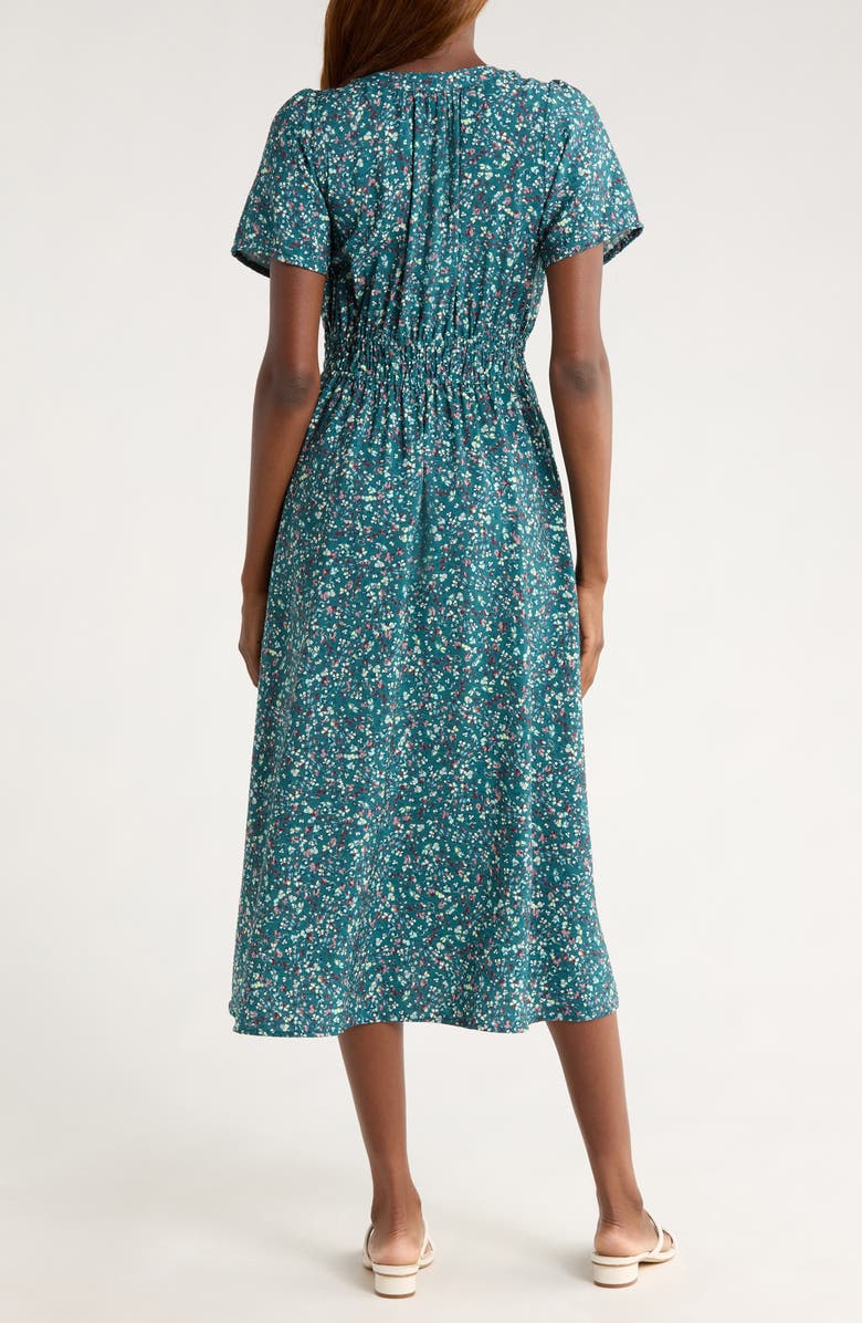 Marine Layer Annika Floral Midi Dress, Alternate, color, Deep Aqua