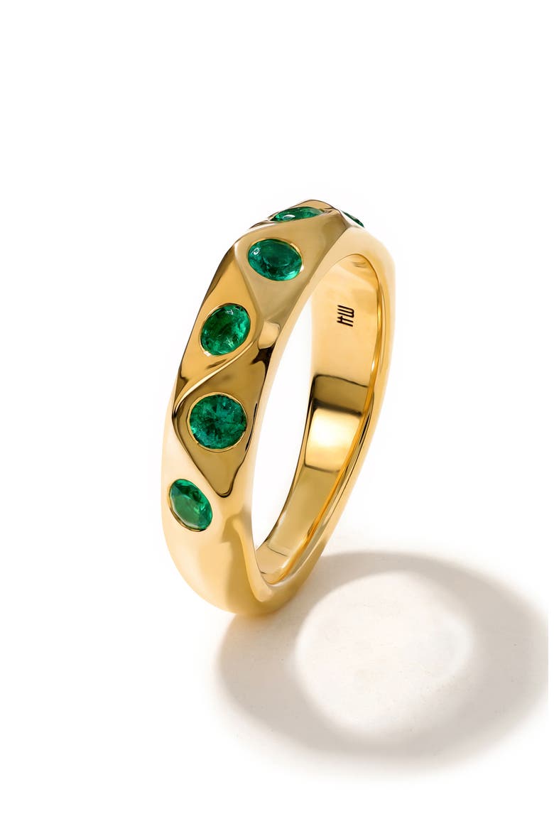 Sculpted Wave Ring, Alternate, color, EMERALD