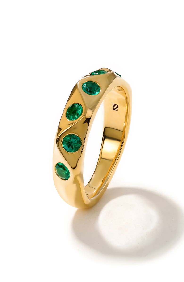 Mark Henry Sculpted Wave Ring, Alternate, color, Emerald