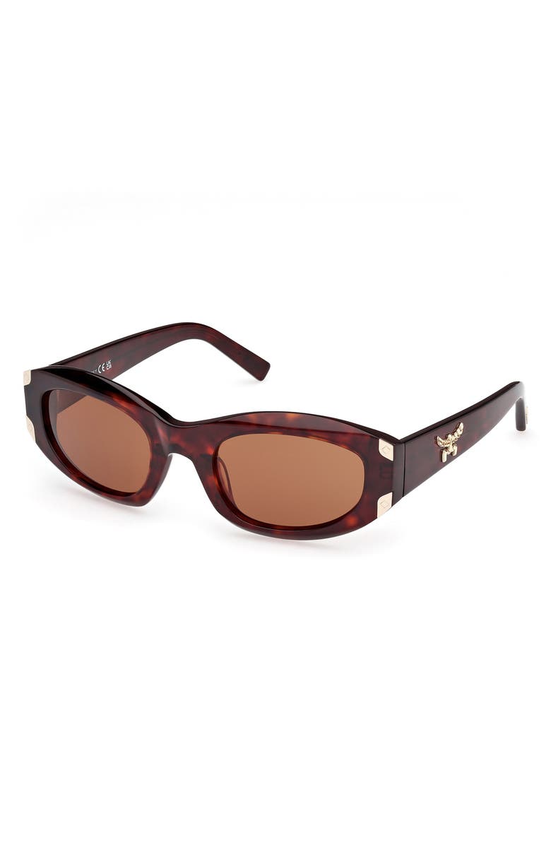 MCM 53mm Oval Sunglasses, Alternate, color, Dark Havana / Roviex