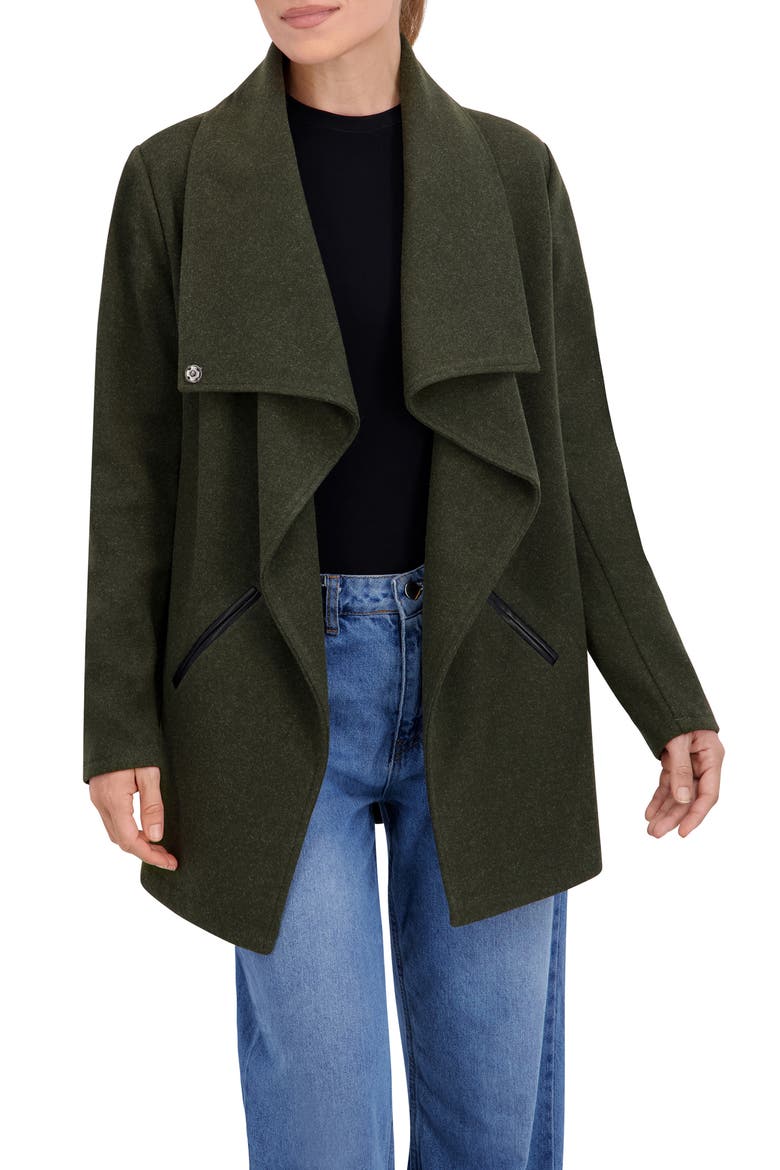 Drape Collar Open Front Jacket, Alternate, color, MILITARY