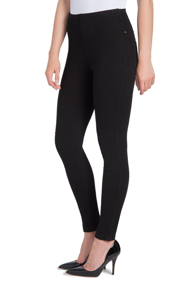Lyssé Moto Denim Leggings, Alternate, color, BLACK