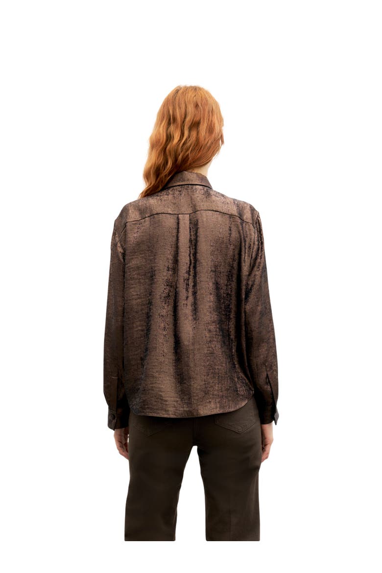 Loyce Textured Button-Through Shirt, Alternate, color, Brown