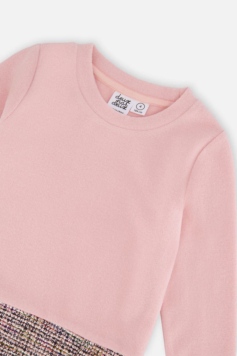 Bi-Material Brushed Rib Jacquard Knit A-Line Dress, Alternate, color, Pink and Black Knit