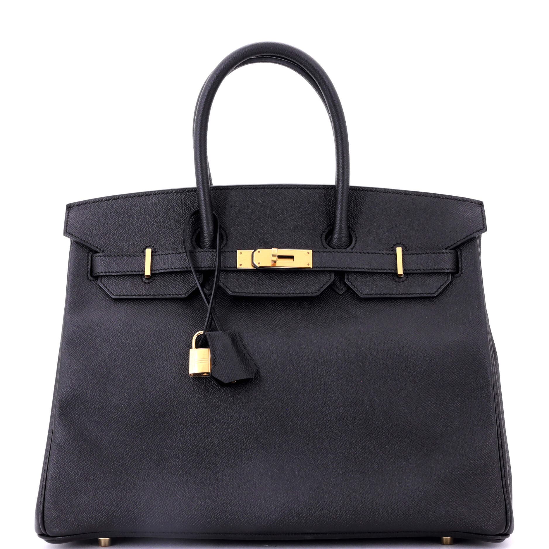 Pre-Owned Hermes Birkin Handbag Black Epsom with Gold Hardware 35, Main, color, 