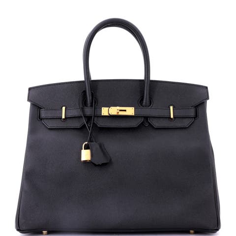 Birkin Handbag Black Epsom with Gold Hardware 35
