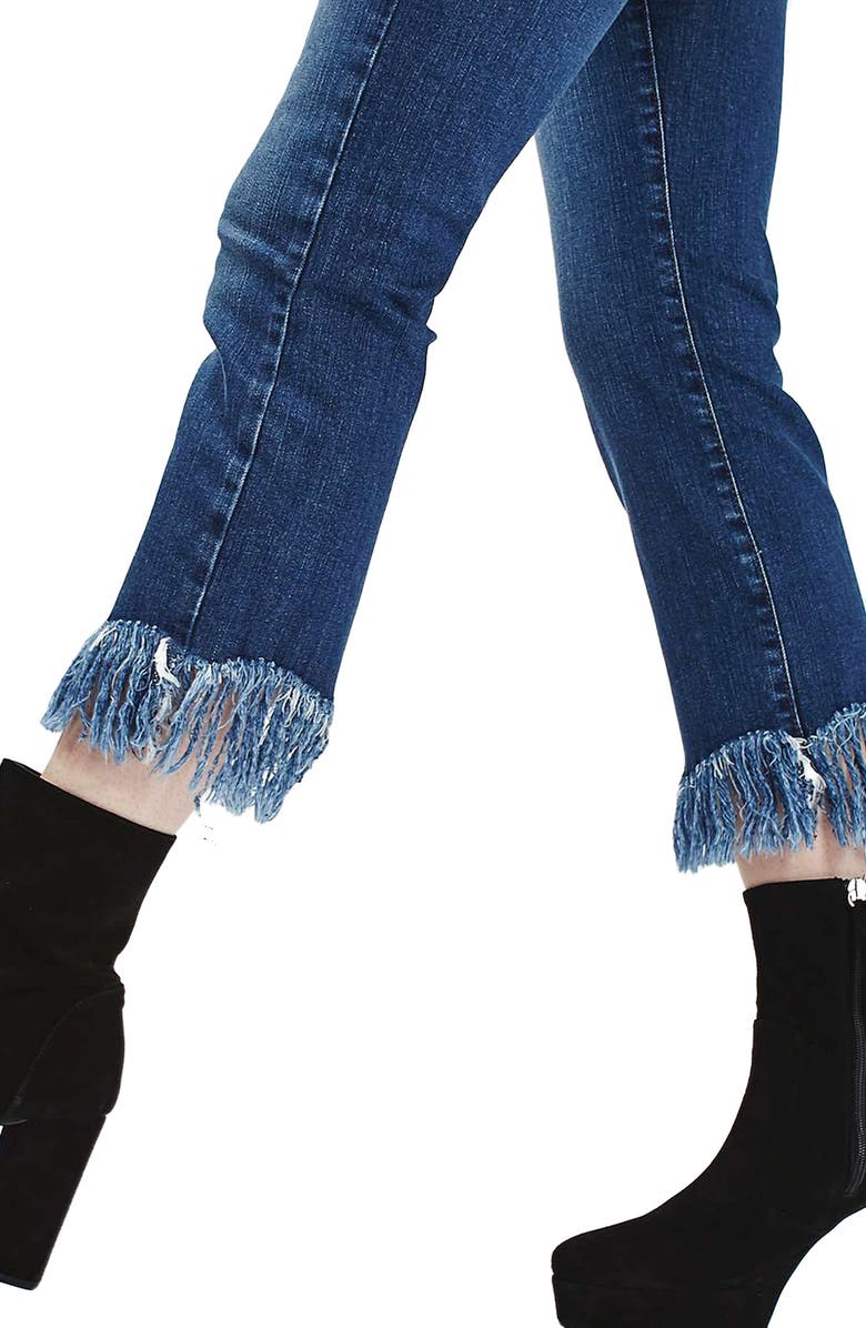 Topshop Dree Fringe Crop Jeans, Alternate, color, 