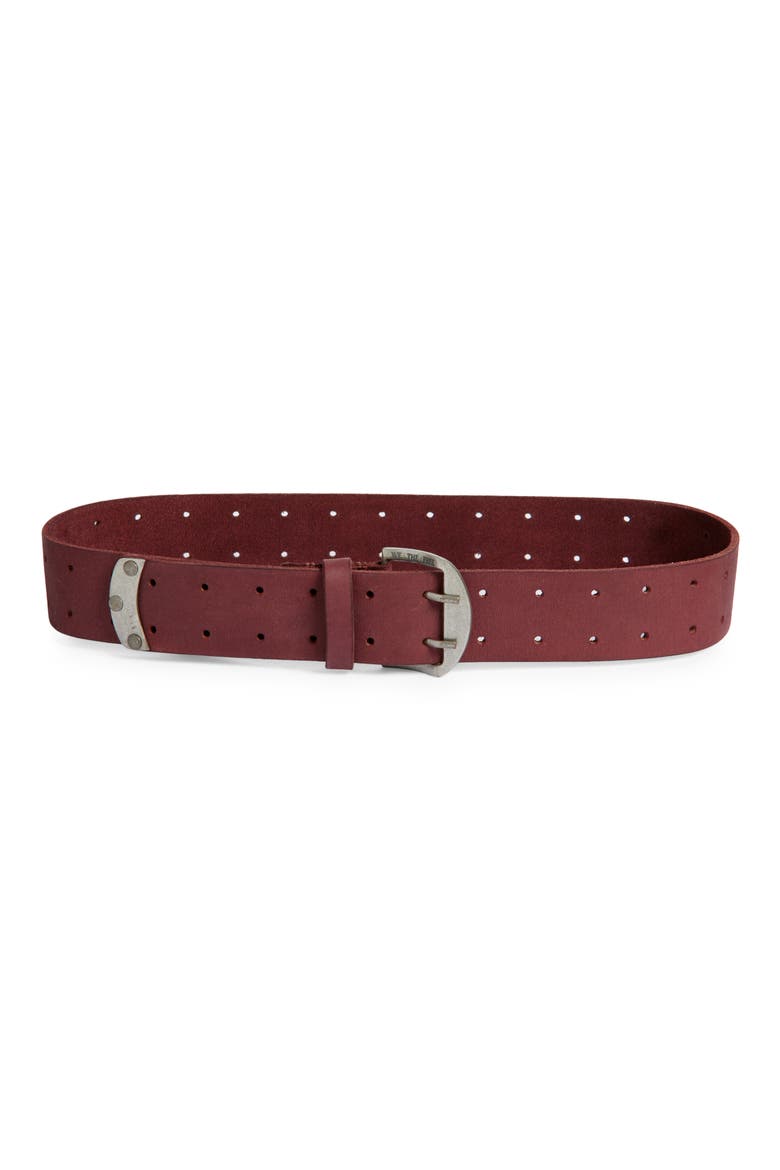 WTF Double Cross Leather Belt, Main, color, BLACKBERRY