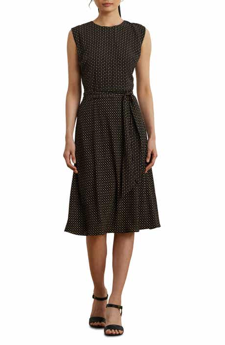 Lauren Ralph Lauren Belted Sleeveless Bubble Crepe Dress