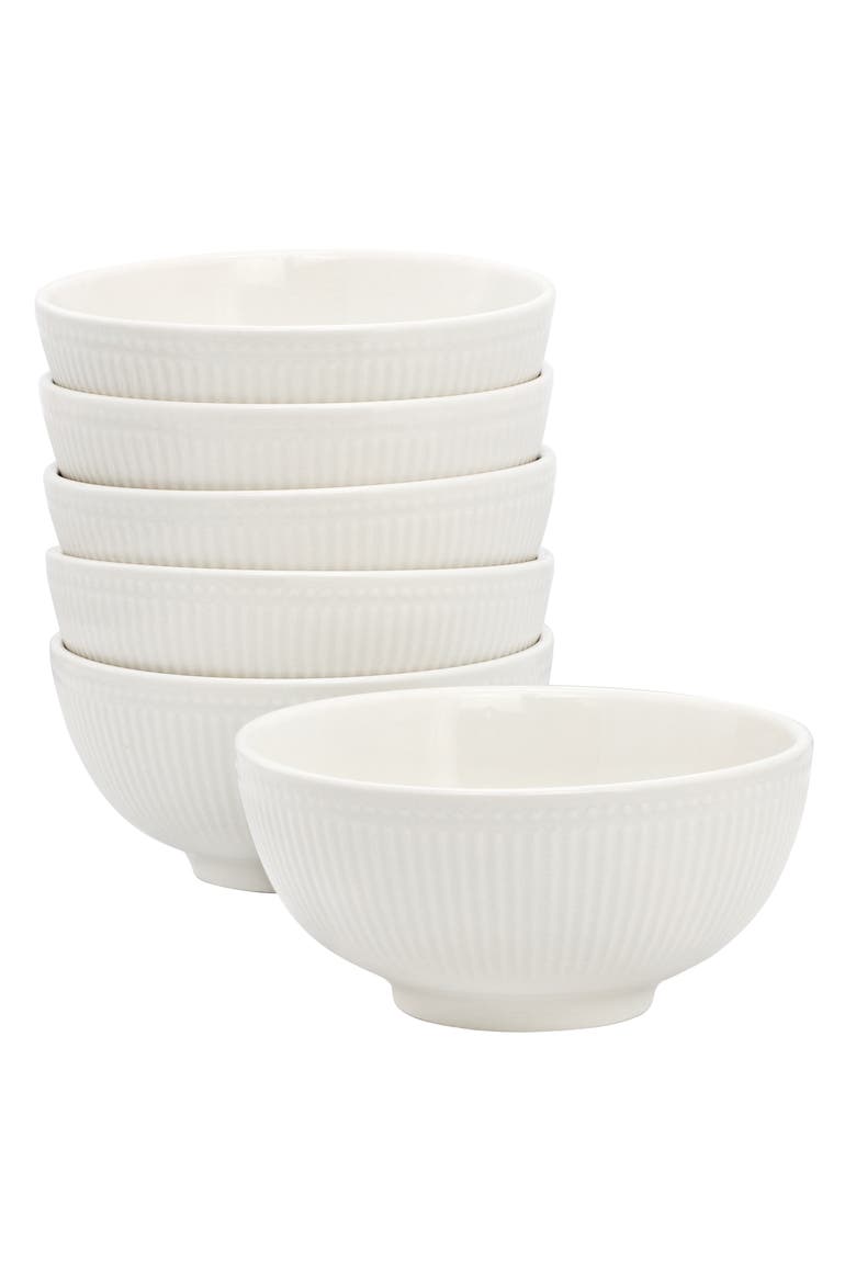 Gretel 6 Piece Round Stoneware Cereal Bowl Set in White, Main, color, White