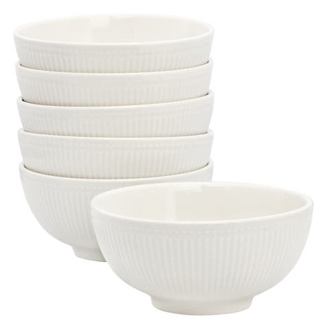 Gretel 6 Piece Round Stoneware Cereal Bowl Set in White